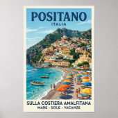Vintage 1960s Positano, Italië Reisposter Poster (Voorkant)
