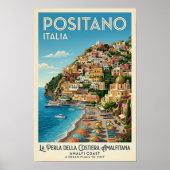 Vintage 1960s Positano, Italië Reisposter Poster (Voorkant)