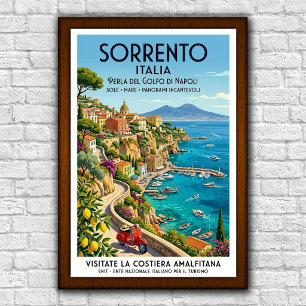 Vintage 1960s Sorrento, Italië Reisposter Poster