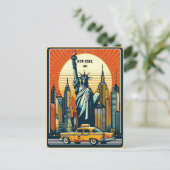 Vintage 1961 New York City Skyline Briefkaart (Staand voorkant)