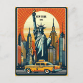 Vintage 1961 New York City Skyline Briefkaart (Voorkant)
