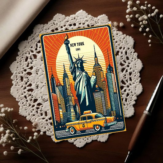 Vintage 1961 New York City Skyline Briefkaart