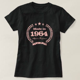 Vintage 1964 Verouderd aan de roze t-shirt van het