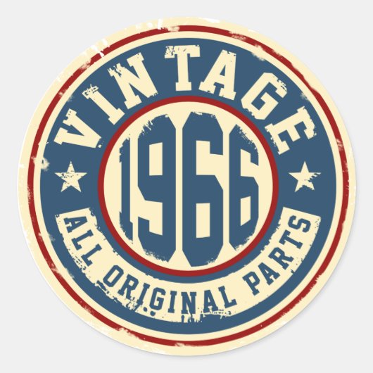 Vintage 1966 Alle oorspronkelijke onderdelen Ronde Sticker (Voorkant)