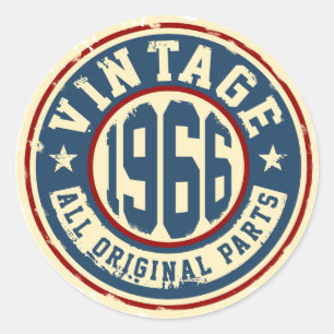 Vintage 1966 Alle oorspronkelijke onderdelen Ronde Sticker