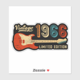 Vintage 1966 Birthday Electric Guitar Lover Gift Sticker