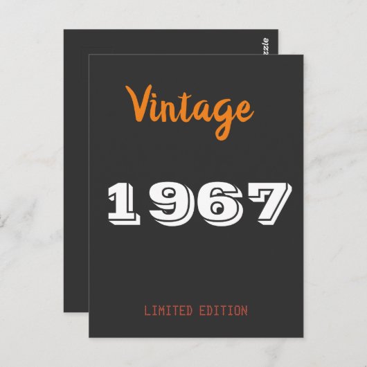 Vintage 1967 gelimiteerde editie verjaardagsansich briefkaart (Voorkant / Achterkant)