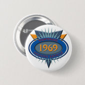 Vintage 1969 ronde button 5,7 cm (Voorkant /achterkant)