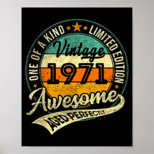 Vintage 1971 Limited Edition 55 Jaar Oud 55ste Ver Poster