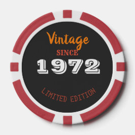 Vintage 1972 jaar limited edition Verjaardag Poker Chips
