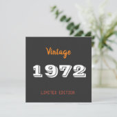 Vintage 1972 limited edition Verjaardagscadeau Bedankkaart (Staand voorkant)