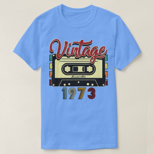 Vintage 1973 Grootste Hits Cassettebandje T-shirt (Design voorkant)