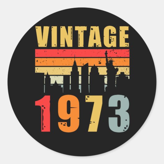 Vintage 1973 uit 1973 ronde sticker (Voorkant)