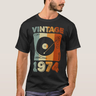 Vintage 1974 50 jaar oude jongens platenspeler t-shirt