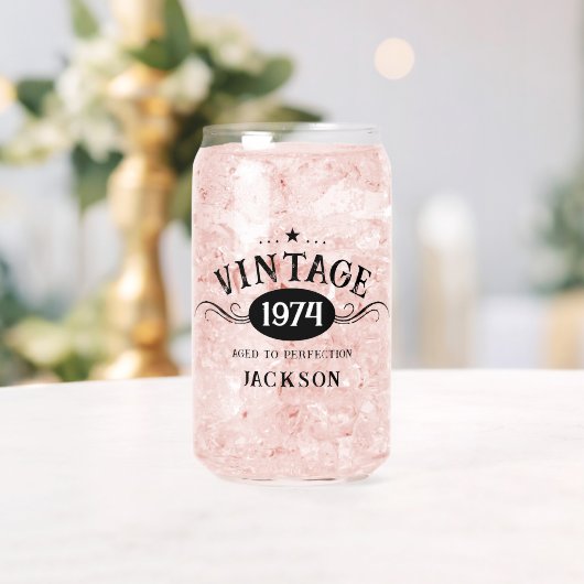 Vintage 1974 50e verjaardag blikvorm glas (Insitu (Huwelijk))