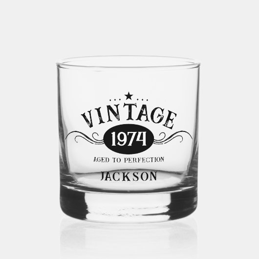 Vintage 1974 50ste verjaardag whisky glas (Voorkant)
