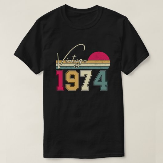 Vintage 1974, 50ste verjaardagscadeau t-shirt (Design voorkant)