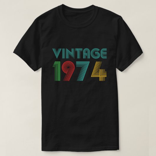 Vintage 1974, 50ste verjaardagscadeau t-shirt (Design voorkant)