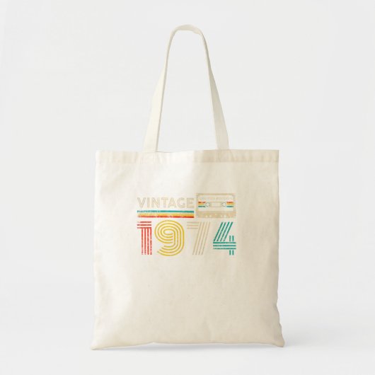 Vintage 1974 Classic Verjaardag 1974 Cassettebandj Tote Bag (Voorkant)
