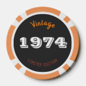 Vintage 1974 limited edition 52e verjaardag cadeau poker chips (Achterkant)