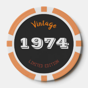 Vintage 1974 limited edition 52e verjaardag cadeau poker chips