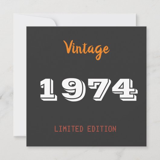 Vintage 1974 Limited Edition 52e verjaardag Kaart (Voorkant)