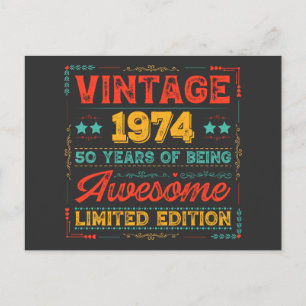 Vintage 1974 Made in 1974 50ste Verjaardag 50 jaar Feestdagenkaart