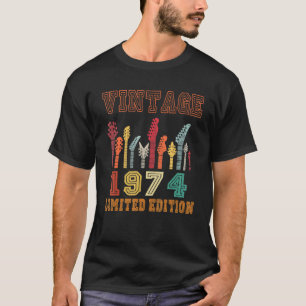 Vintage 1974 Verjaardag Gitaar 48ste Verjaardag T-shirt