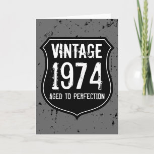 Vintage 1974 verouderd tot perfecte kaart voor man