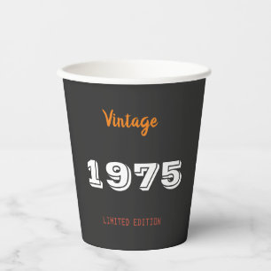 Vintage 1975 jaar beperkte editie 50th Verjaardag Papieren Bekers