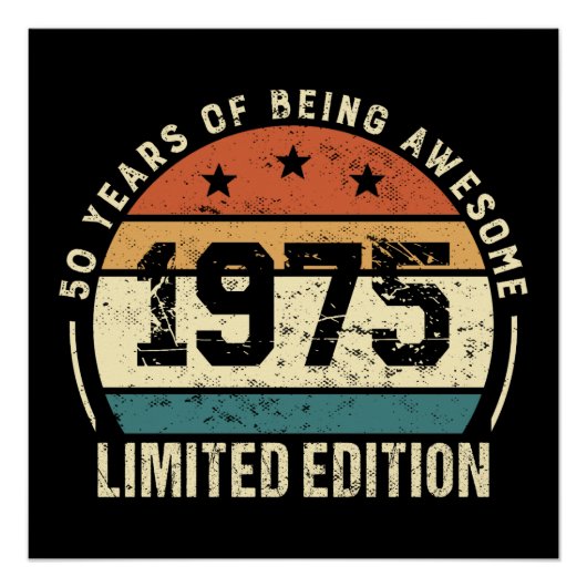 Vintage 1975 Retro 50th Birthday Anniversary Perfect Poster (Voorkant)