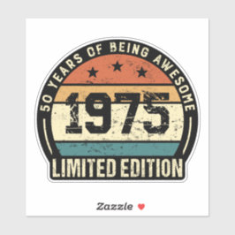 Vintage 1975 Retro 50th Birthday Anniversary Sticker