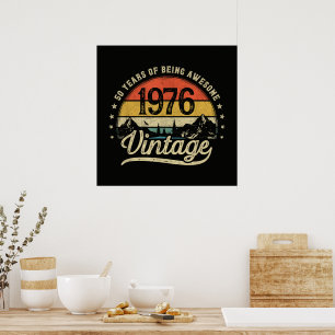 Vintage 1976 50 Jaar Oud 50ste Verjaardag Poster