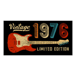Vintage 1976 50e verjaardag elektrische gitaar lie perfect poster