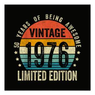 Vintage 1976 50e verjaardag Geboren in 1976 Perfect Poster