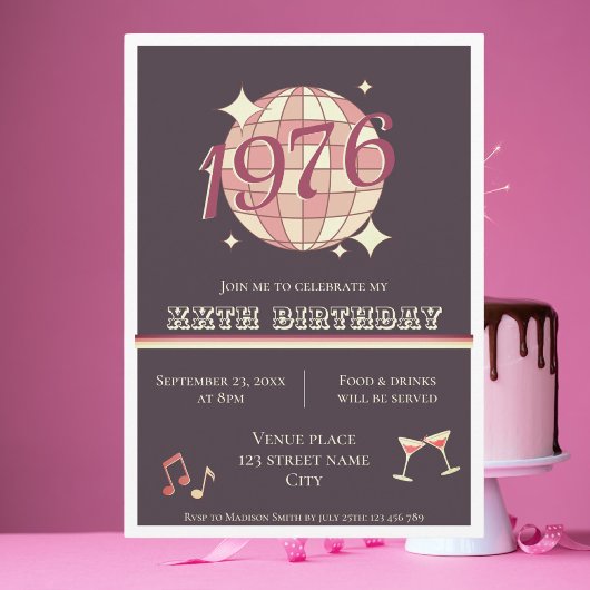 Vintage 1976 50e verjaardagsfeest Uitnodiging