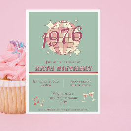 Vintage 1976 50th birthday teal blue ret Invitatio Kaart