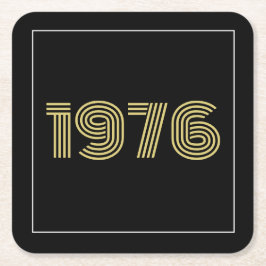 Vintage 1976 Black & Gold Tone 50th Birthday Kartonnen Onderzetters