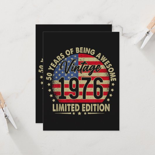 Vintage 1976 Limited Editie 50 Jaar Oud Kaart (Voorkant / Achterkant in situ)