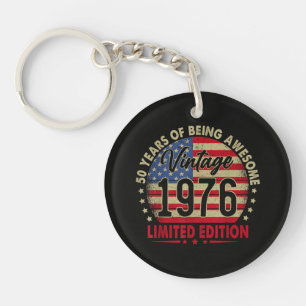 Vintage 1976 Limited Edition 50e Verjaardag Sleutelhanger