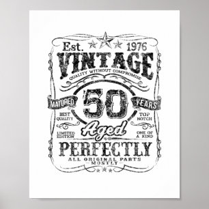 Vintage 1976 Limited Edition T-shirt 50 Jaar Oud 5 Poster