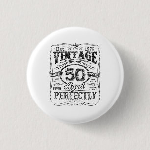 Vintage 1976 Limited Edition T-shirt 50 Jaar Oud 5 Ronde Button 3,2 Cm