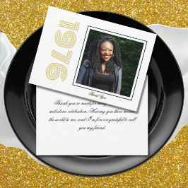 Vintage 1976 Retro Photo 50th Birthday White Bedankkaart