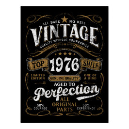 Vintage 1976 Verjaardag Gerijpt Tot In De Perfecti Perfect Poster