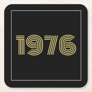 Vintage 1976 Zwart & Goud 50e Verjaardag Kartonnen Onderzetters