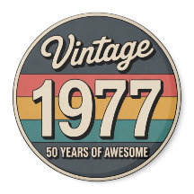 Vintage 1977 50th Birthday Retro Magnet