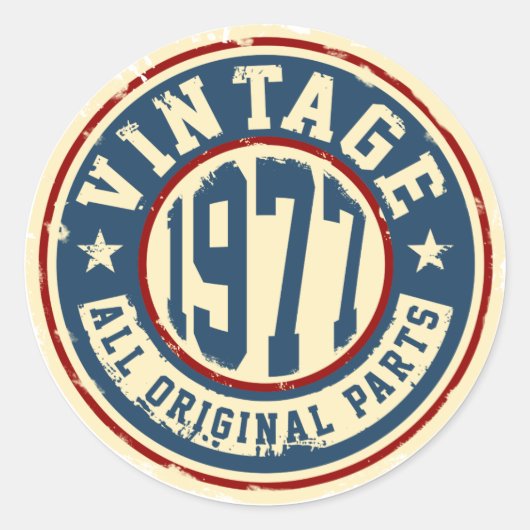 Vintage 1977 Alle oorspronkelijke onderdelen Ronde Sticker (Voorkant)
