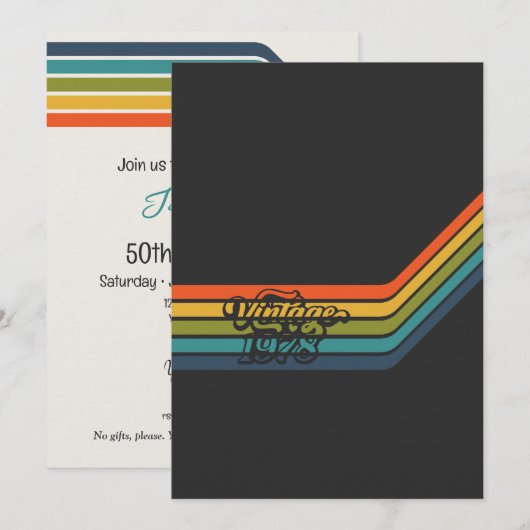 Vintage 1978 Style Birthday Invitation Kaart (Voorkant / Achterkant)