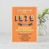 Vintage 1979 feestthema uitnodiging (Staand voorkant)