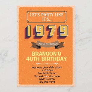 Vintage 1979 feestthema uitnodiging